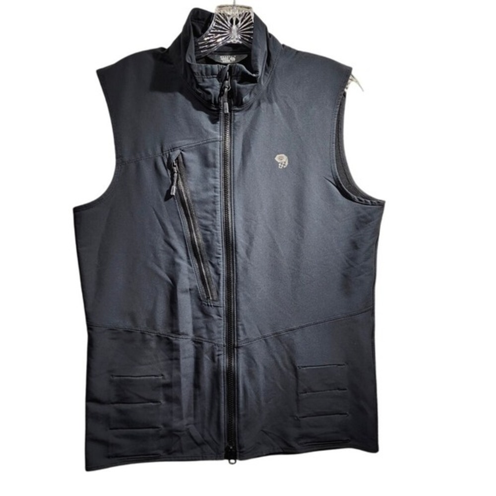 Mountain Hardwear Men's Black Softshell Zip-Up Vest with Chest Pocket